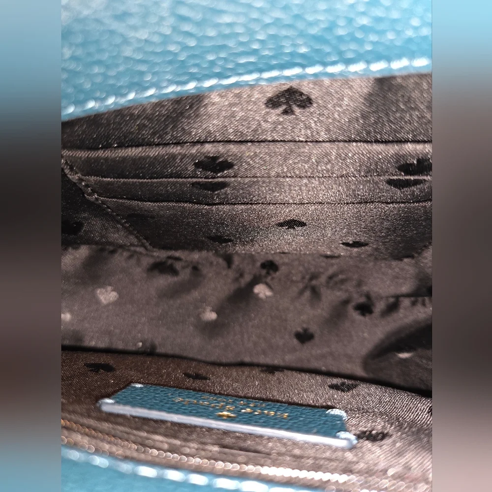 Kate Spade dark turquoise Crossbody Saddle Bag suede and pebbled leather bag - Picture 11 of 16